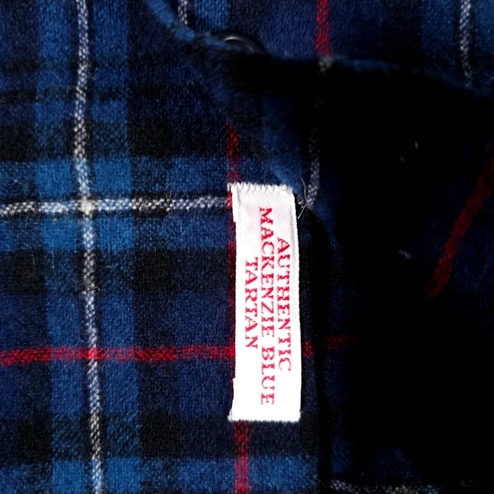 Pendleton Flannel Shirt Mens L Blue Plaid Wool  Tartan Made in USA Loop Collar‎